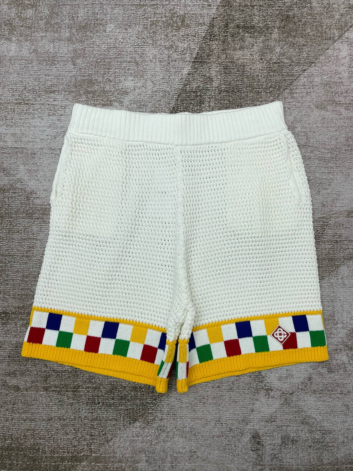 Checkerboard Hem Knit Shorts - Men's
