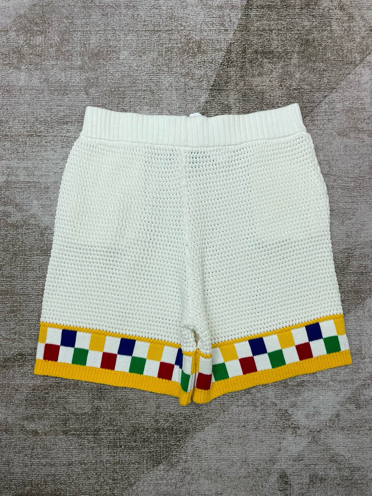 Checkerboard Hem Knit Shorts - Men's