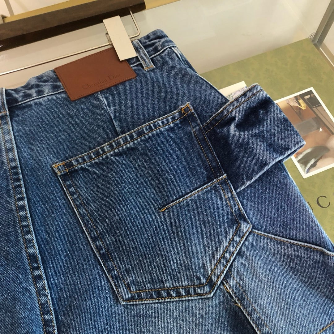 Blaue Jeans-Patchwork-Straight - Herren