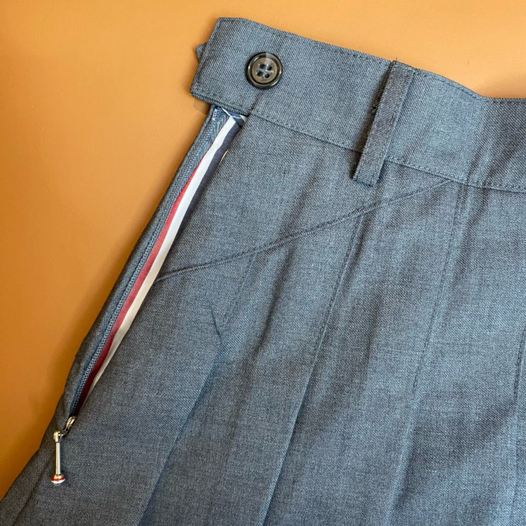 Damen Faltenrock aus blauem Denim – uni