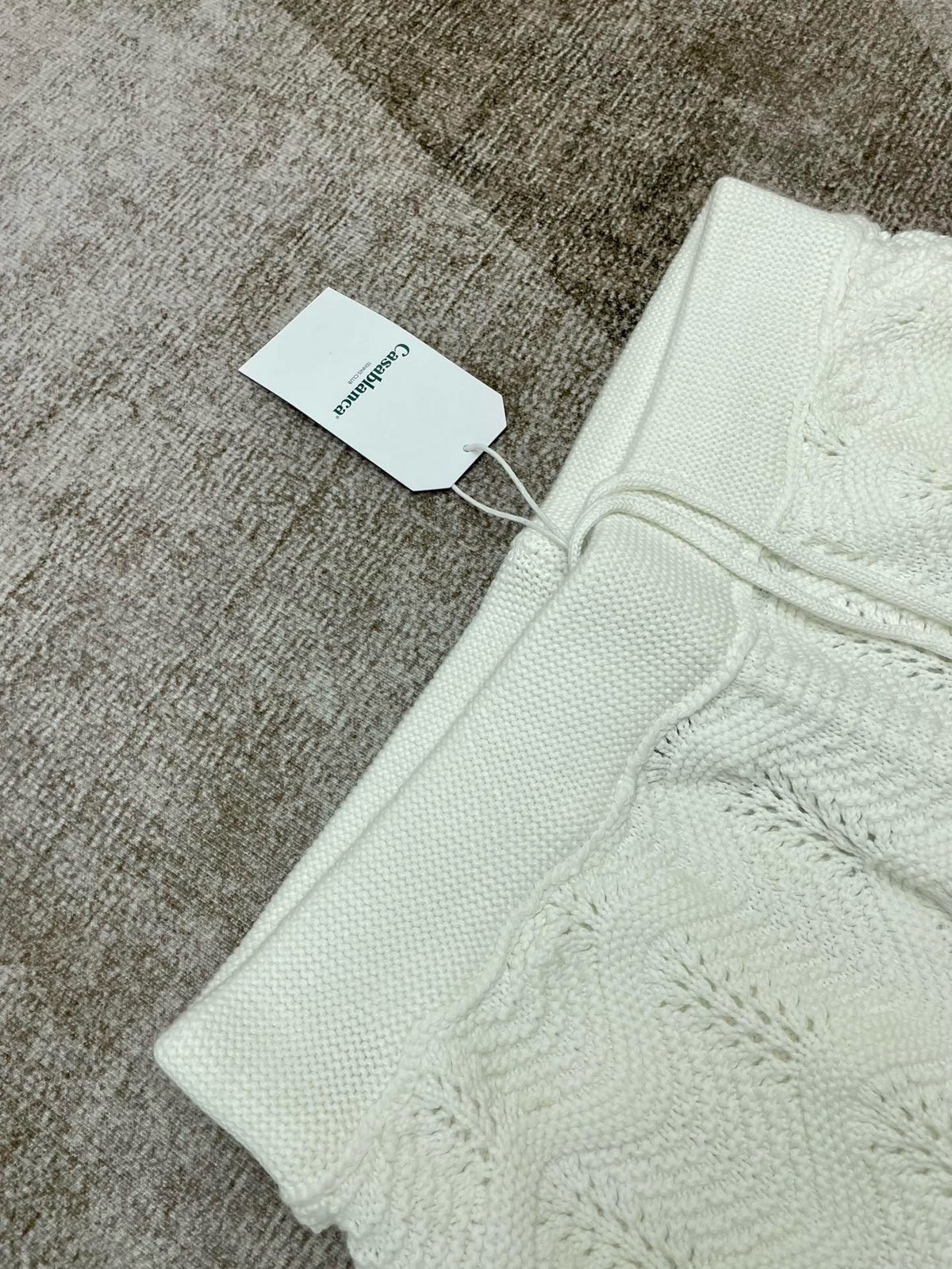 White Knit Scalloped Drawstring - Men's