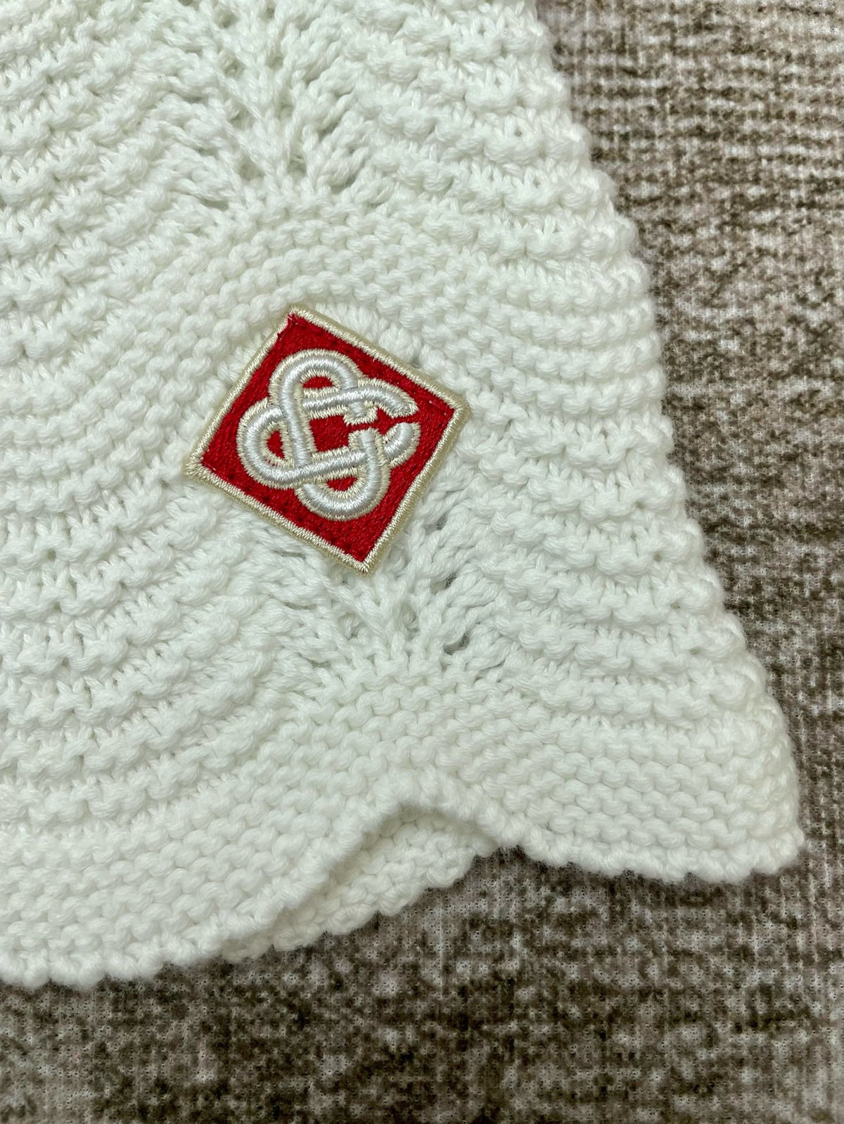 White Knit Scalloped Drawstring - Men's