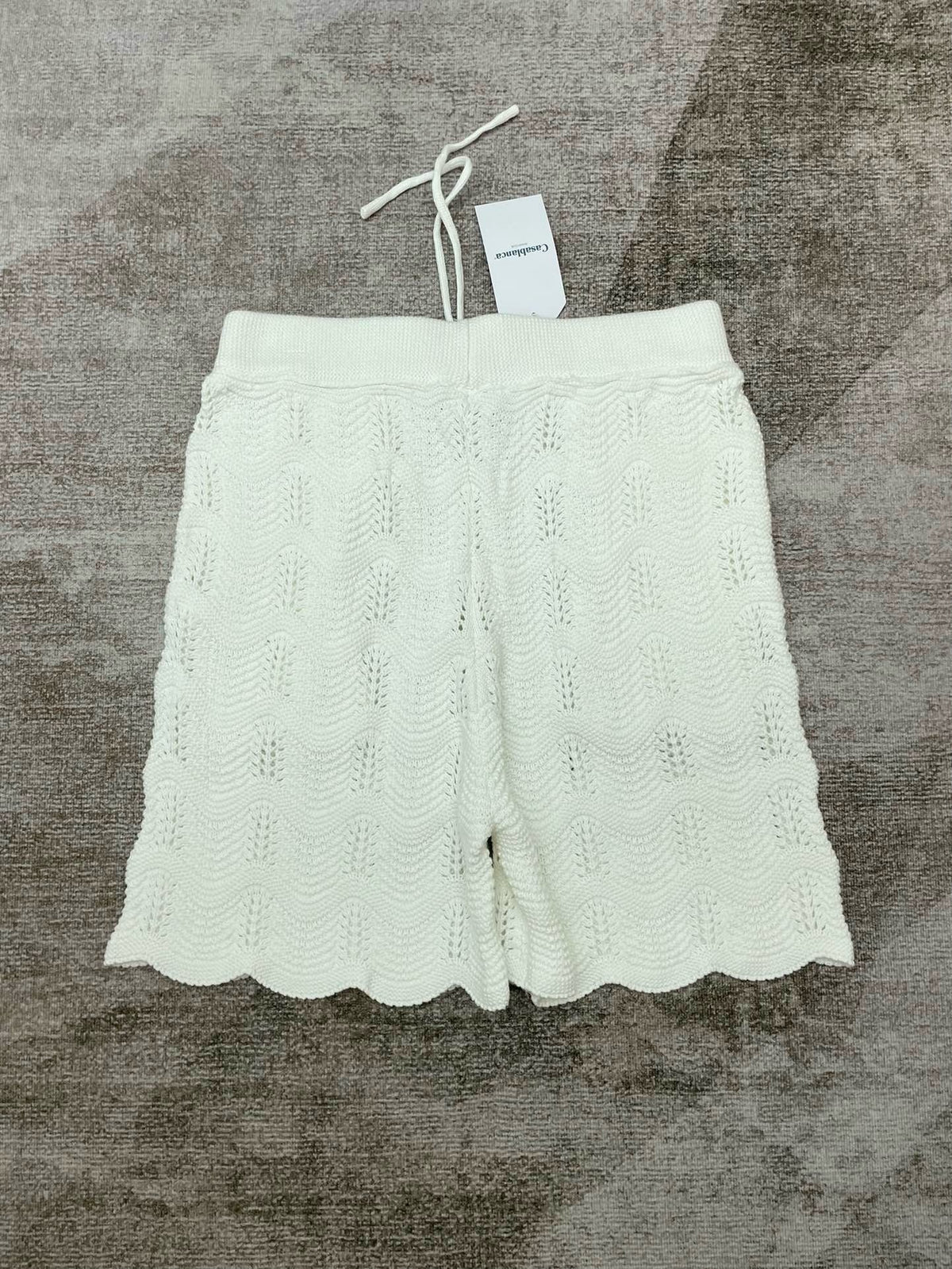 White Knit Scalloped Drawstring - Men's
