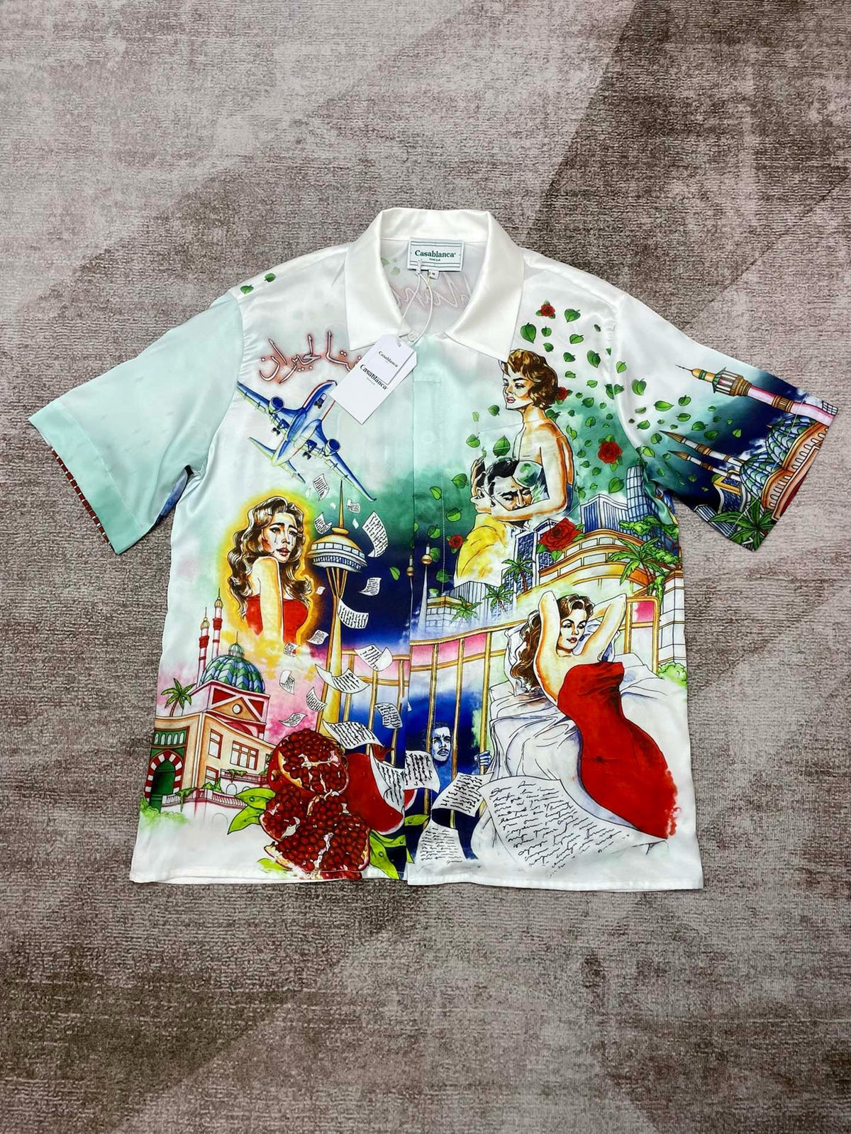 Riviera Scenic Print Seidenhemd – Herren