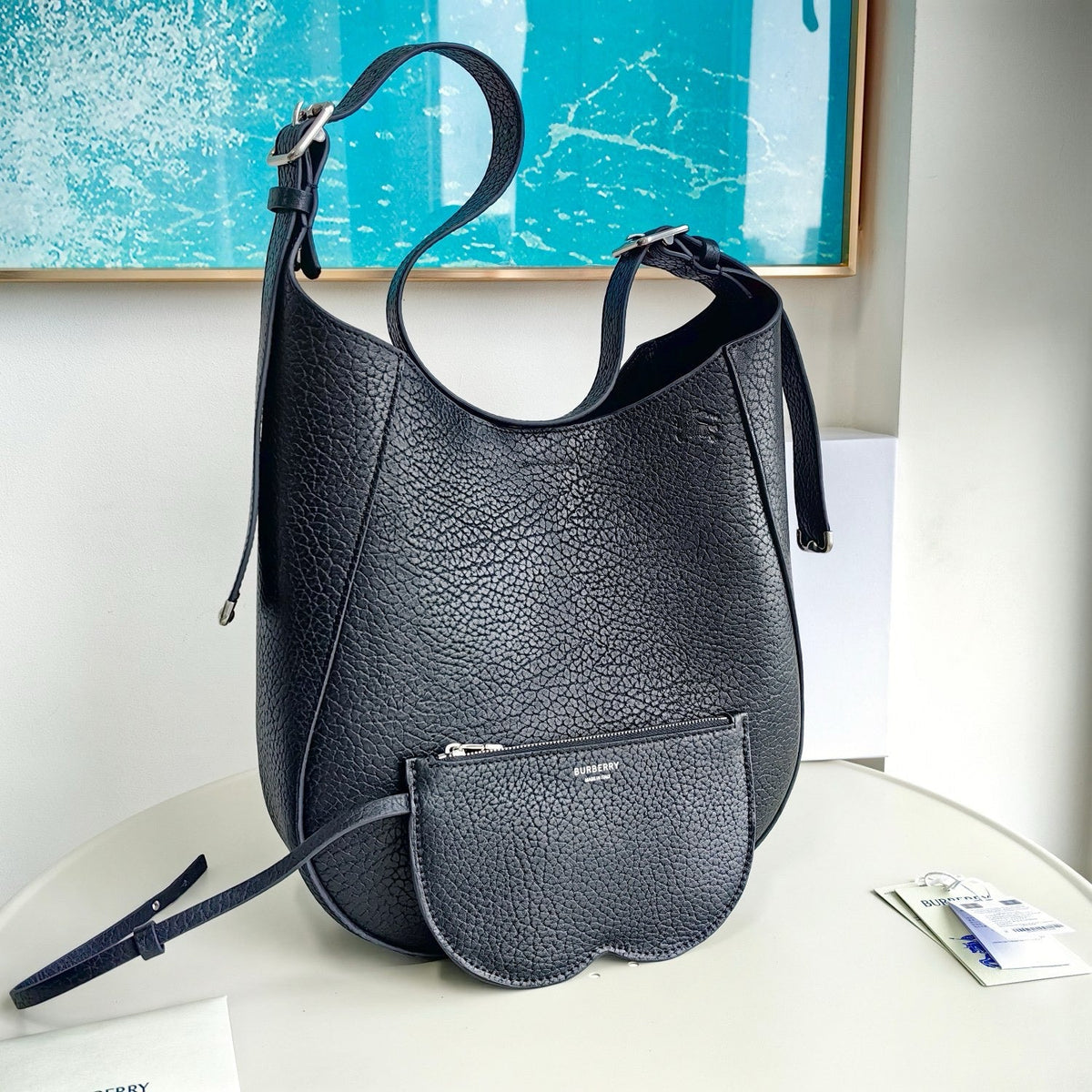Schultertasche in Schwarz und Grün