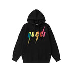 Schwarzer Baumwollpullover mit Regenbogen-Logo – Herren