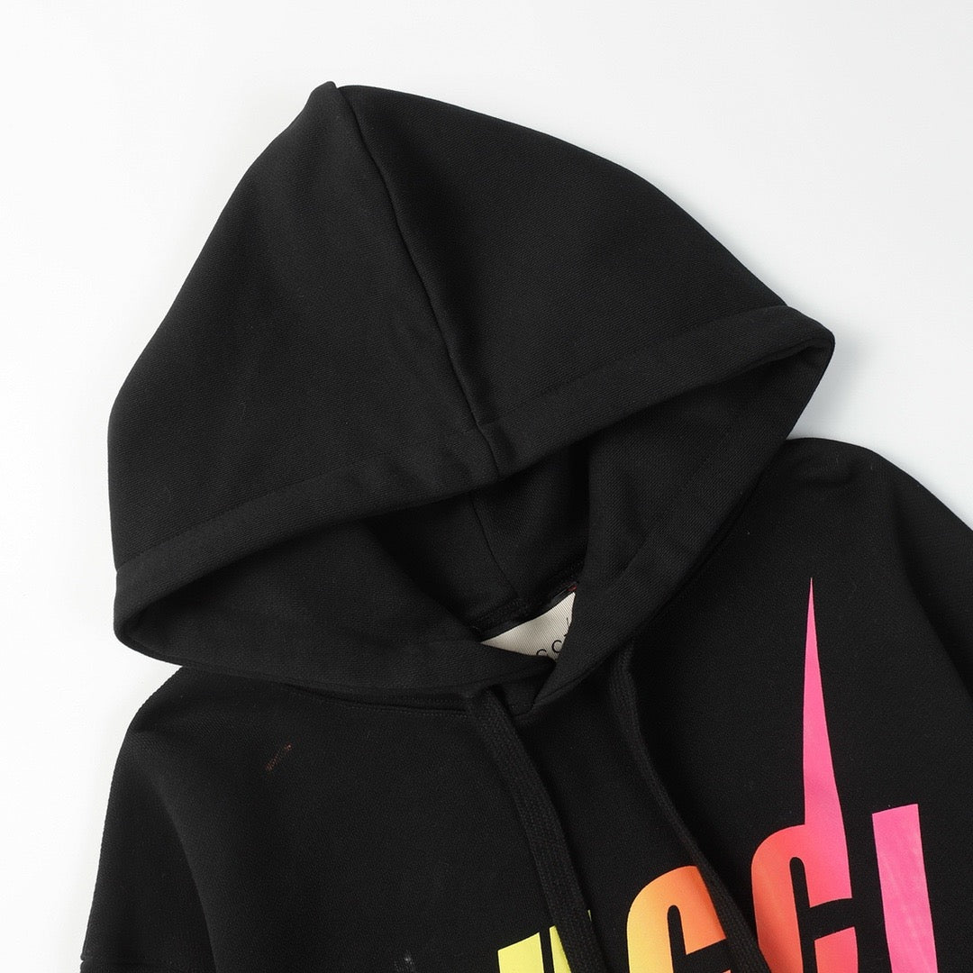 Schwarzer Baumwollpullover mit Regenbogen-Logo – Herren