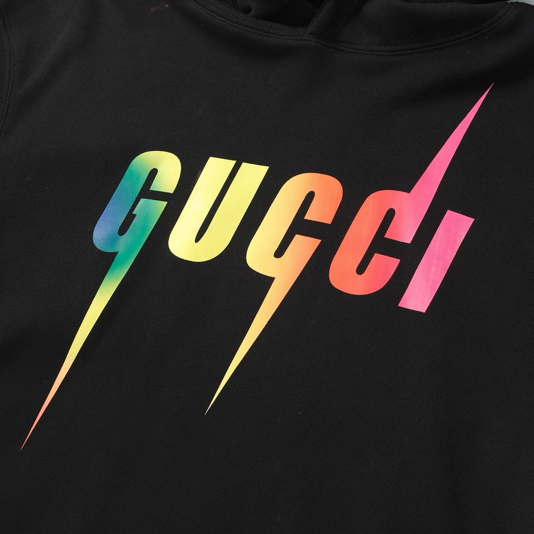 Schwarzer Baumwollpullover mit Regenbogen-Logo – Herren