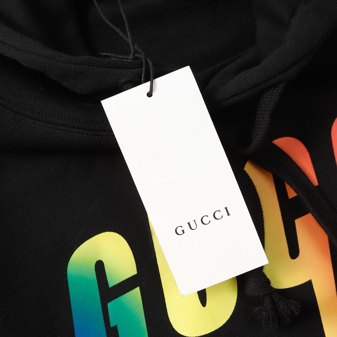 Schwarzer Baumwollpullover mit Regenbogen-Logo – Herren