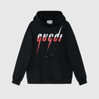 Schwarzer Baumwoll-Pullover mit Motiv – Herren