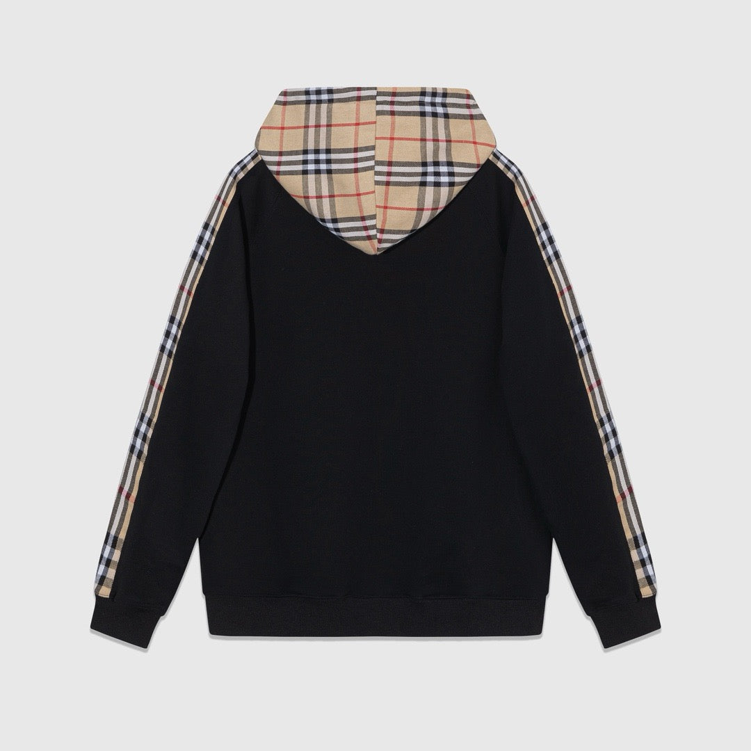 Black Cotton Check Stripe Zip-Through - Men's