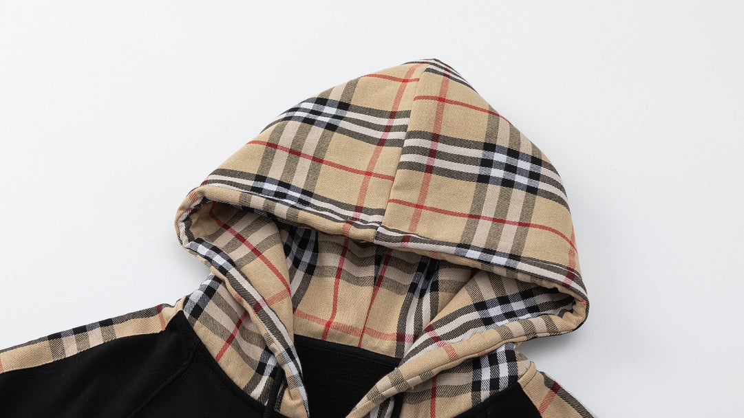 Black Cotton Check Stripe Zip-Through - Men's