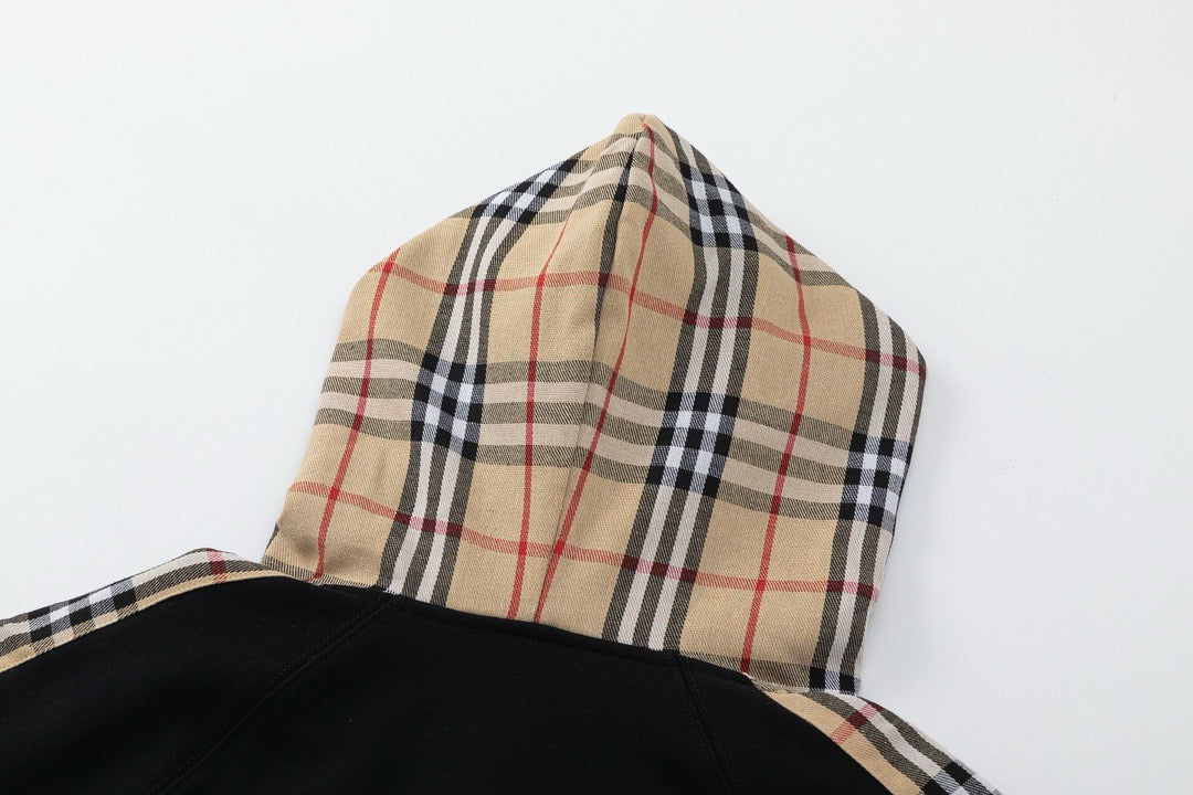 Black Cotton Check Stripe Zip-Through - Men's