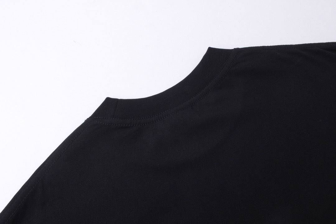 Schwarzes Jersey Langarmshirt mit gestreiften Ärmeln – Herren