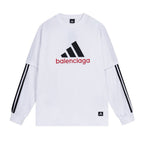 Schwarzes Jersey Langarmshirt mit gestreiften Ärmeln – Herren