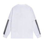 Schwarzes Jersey Langarmshirt mit gestreiften Ärmeln – Herren