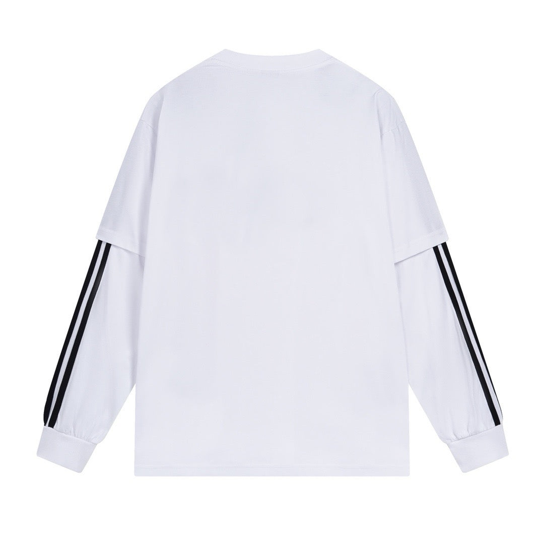Schwarzes Jersey Langarmshirt mit gestreiften Ärmeln – Herren