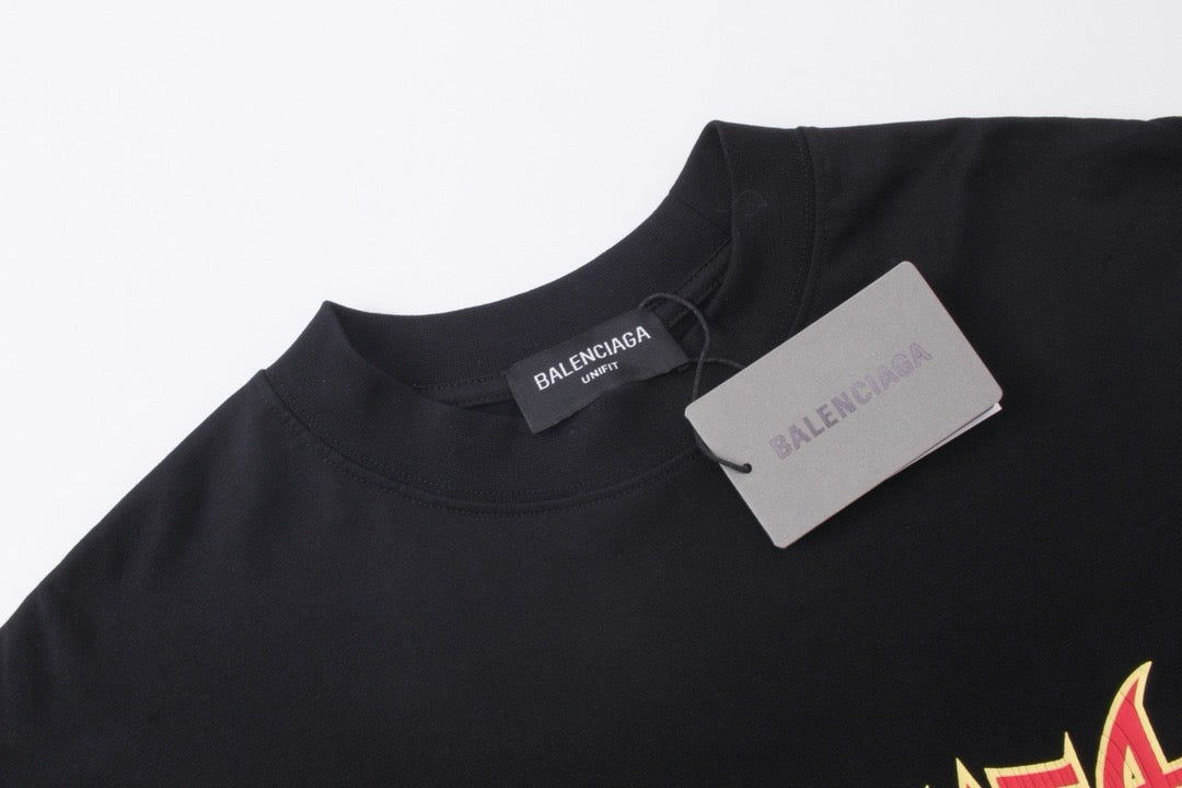 Black Cotton Flame Graphic Long-Sleeve - Men's