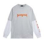 Black Cotton Flame Graphic Long-Sleeve - Men's
