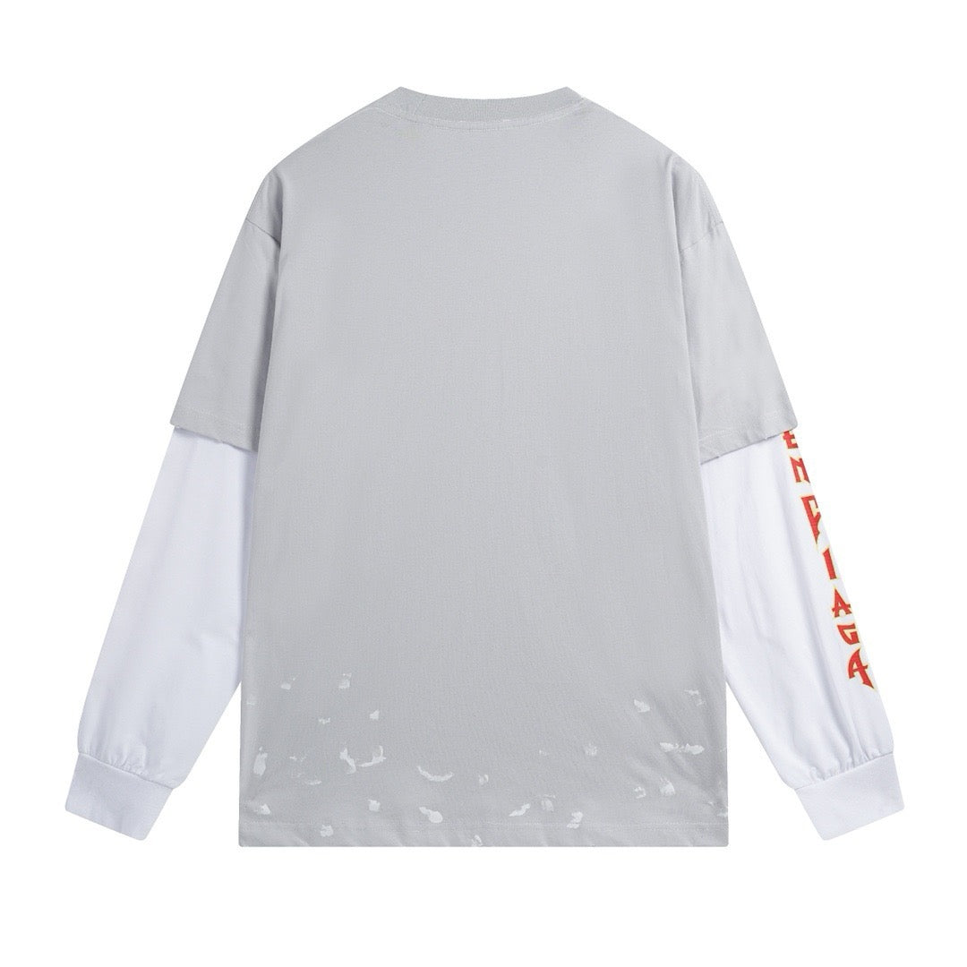 Black Cotton Flame Graphic Long-Sleeve - Men's