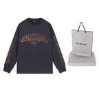 Schwarzes Langarmshirt aus Baumwolle mit Ärmelprint – Herren
