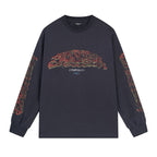 Schwarzes Langarmshirt aus Baumwolle mit Ärmelprint – Herren