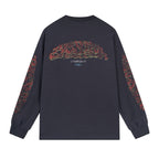 Schwarzes Langarmshirt aus Baumwolle mit Ärmelprint – Herren