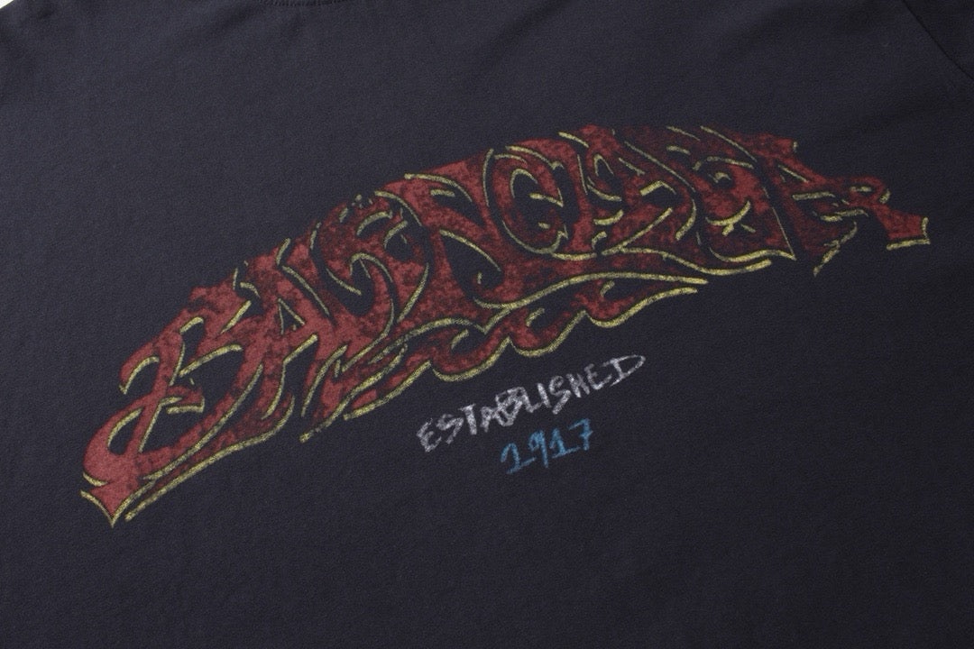 Schwarzes Langarmshirt aus Baumwolle mit Ärmelprint – Herren