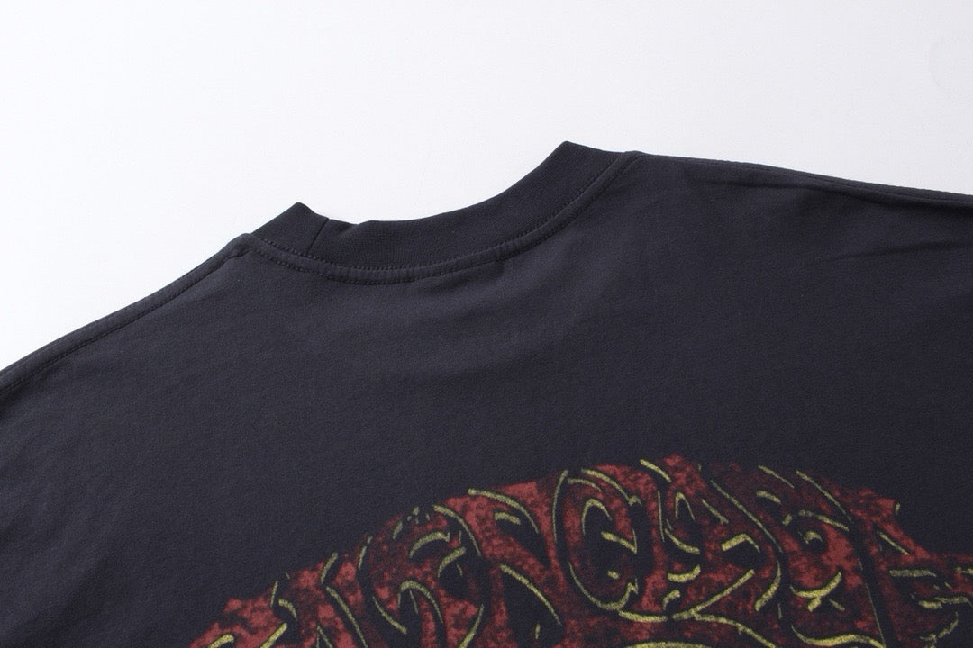Schwarzes Langarmshirt aus Baumwolle mit Ärmelprint – Herren