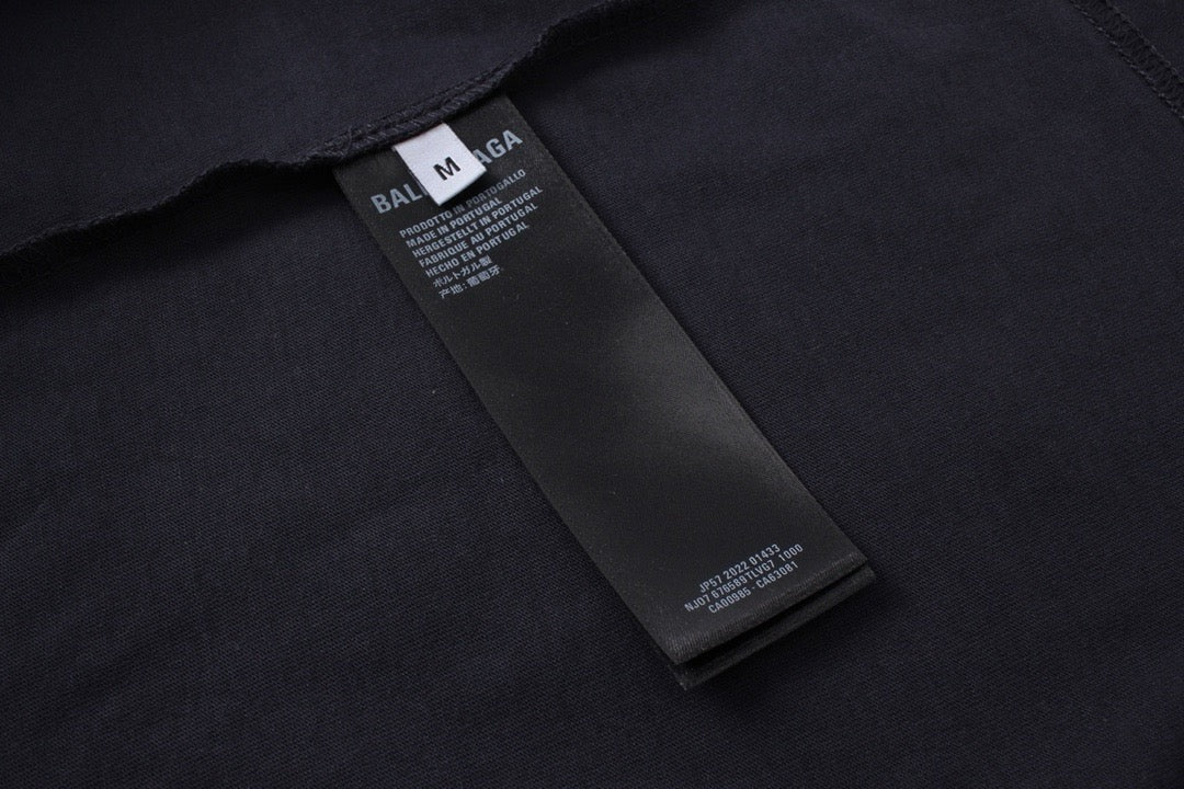 Schwarzes Langarmshirt aus Baumwolle mit Ärmelprint – Herren