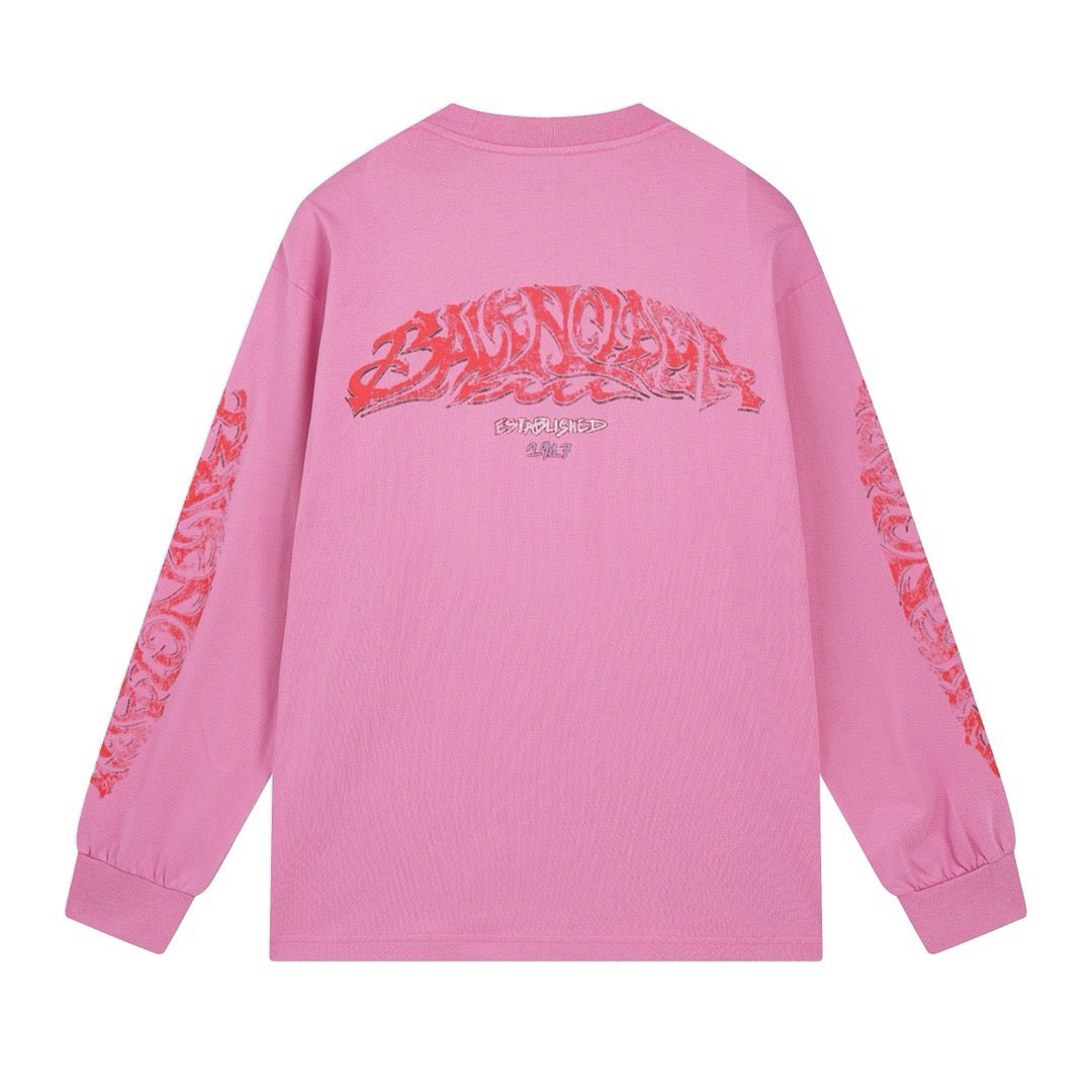 Schwarzes Langarmshirt aus Baumwolle mit Ärmelprint – Herren