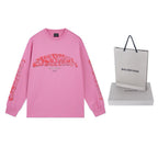 Schwarzes Langarmshirt aus Baumwolle mit Ärmelprint – Herren