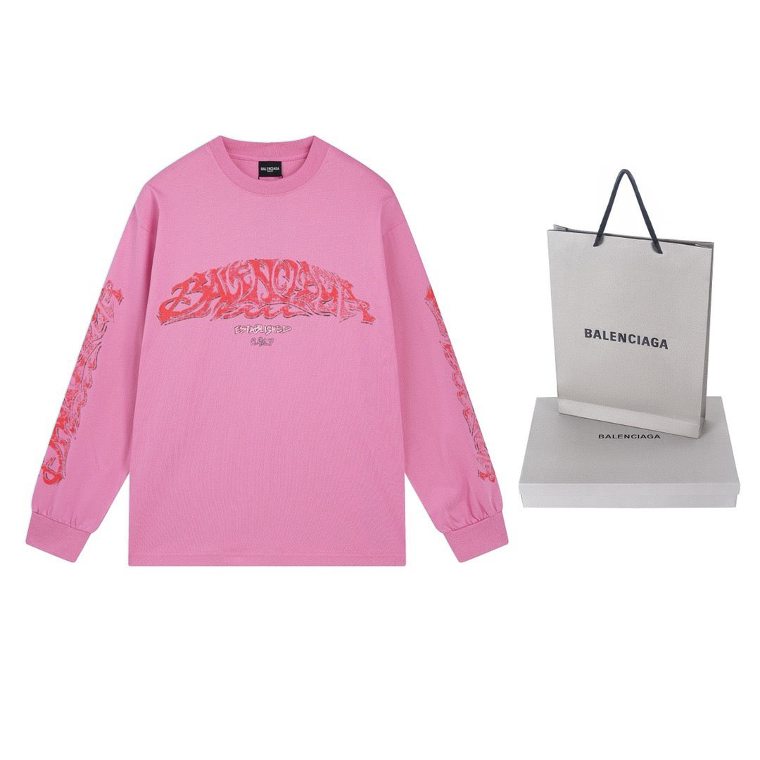Schwarzes Langarmshirt aus Baumwolle mit Ärmelprint – Herren