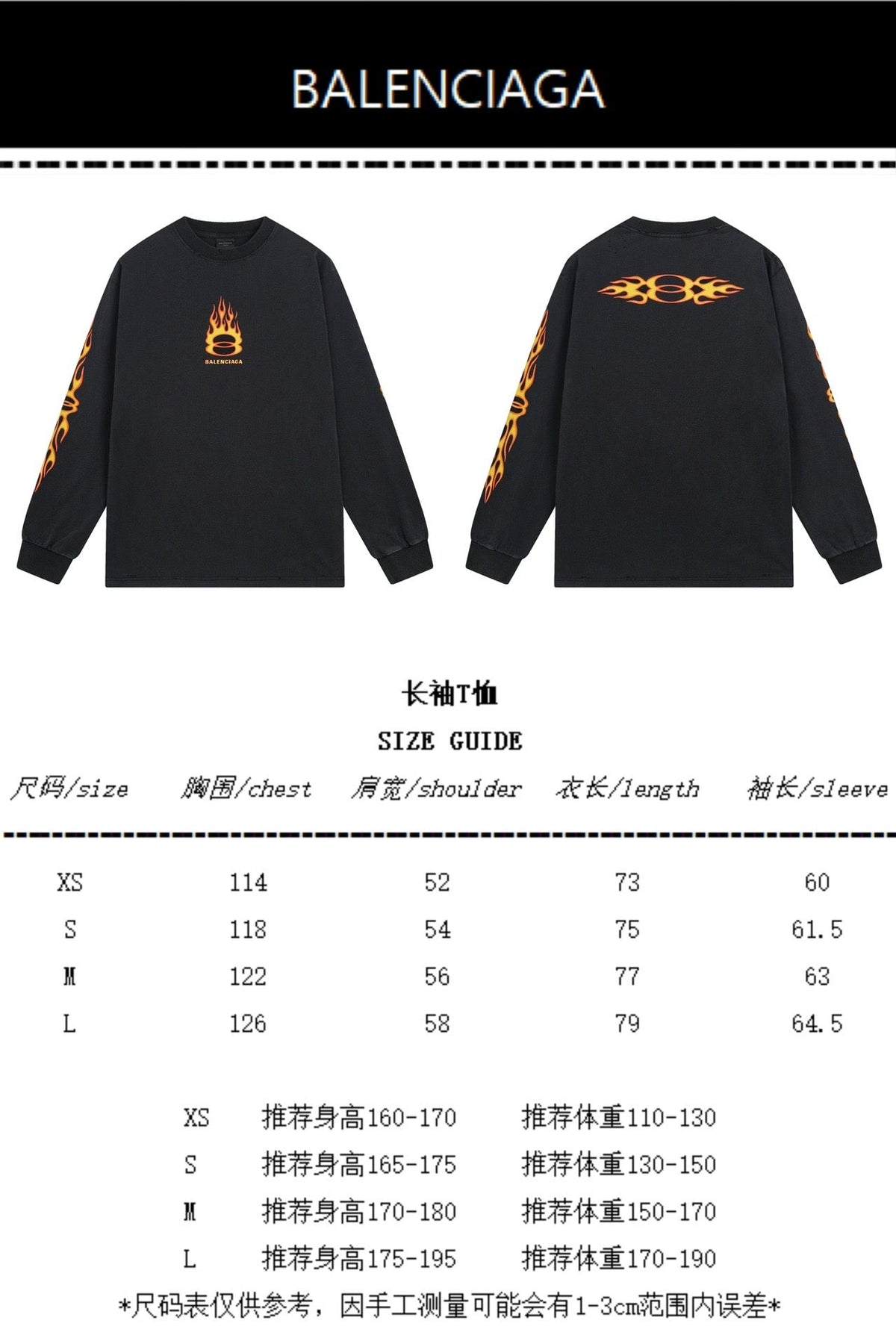 Flammen-Logo Langarm-T-Shirt – Herren