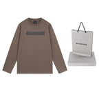 Schwarzes Langarmshirt mit Textlogo aus Baumwolle – Herren