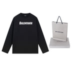 Schwarzes Langarmshirt mit Textlogo aus Baumwolle – Herren