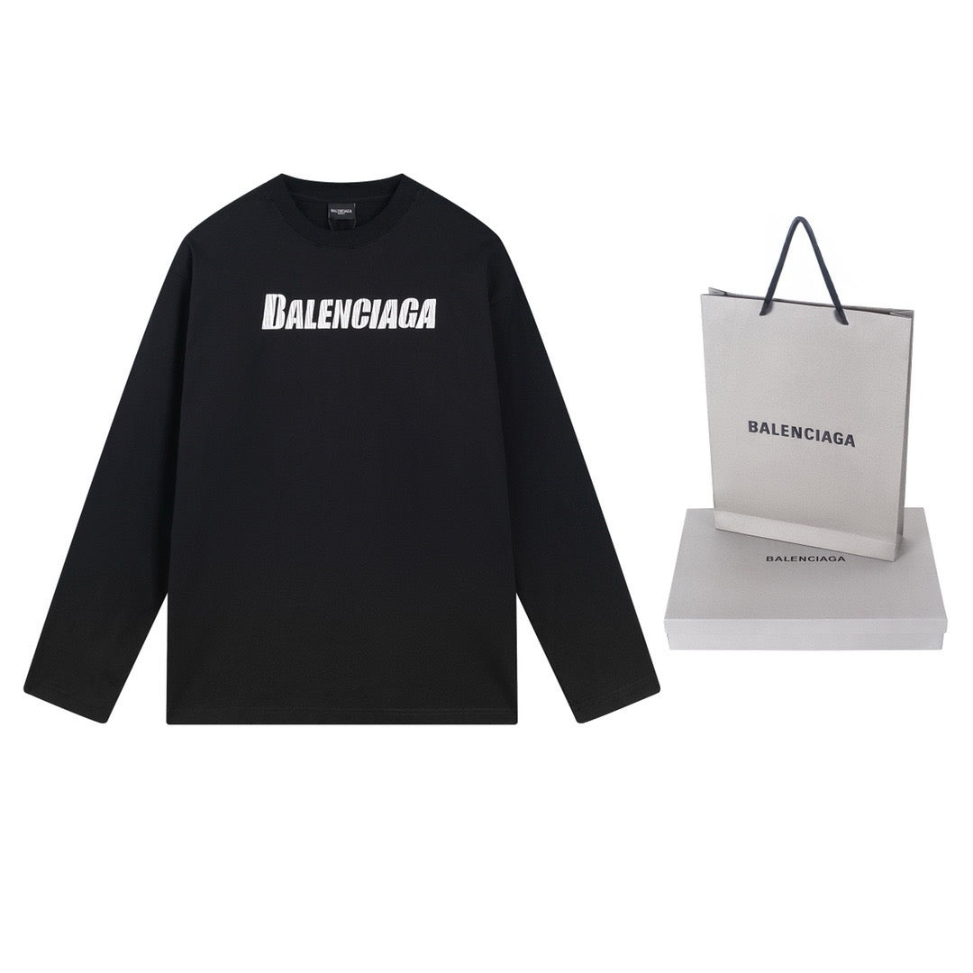 Schwarzes Langarmshirt mit Textlogo aus Baumwolle – Herren