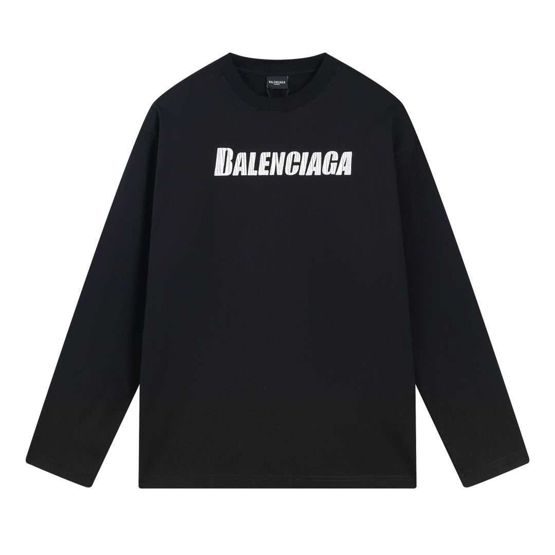 Schwarzes Langarmshirt mit Textlogo aus Baumwolle – Herren