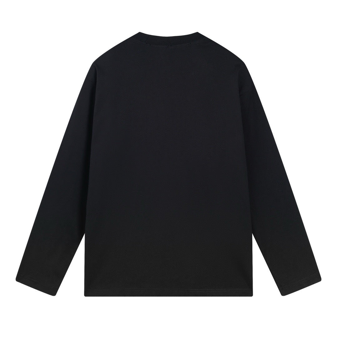 Schwarzes Langarmshirt mit Textlogo aus Baumwolle – Herren
