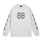 Schwarzes Langarmshirt aus Baumwolle mit Monogramm – Herren