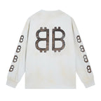 Schwarzes Langarmshirt aus Baumwolle mit Monogramm – Herren