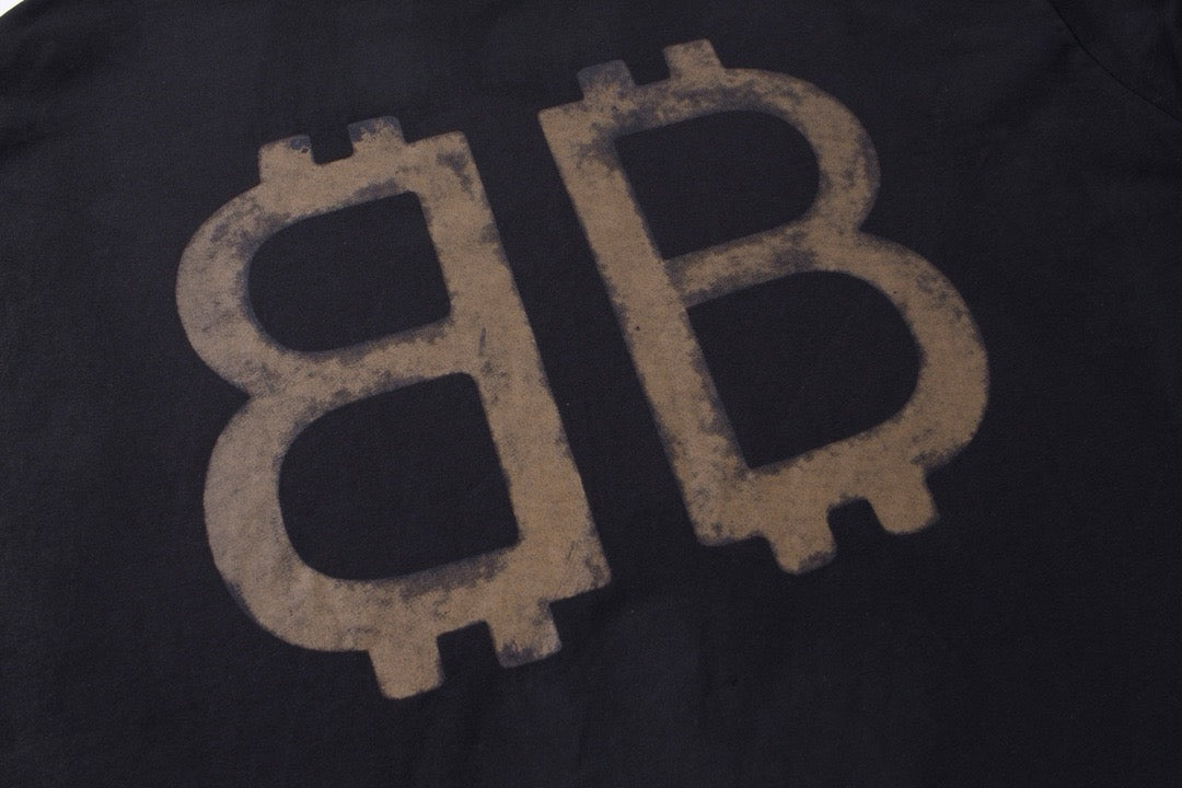 Schwarzes Langarmshirt aus Baumwolle mit Monogramm – Herren
