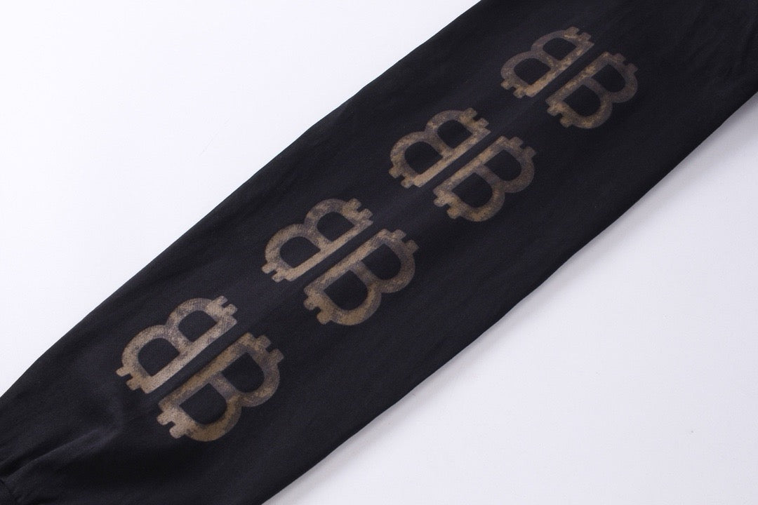 Schwarzes Langarmshirt aus Baumwolle mit Monogramm – Herren