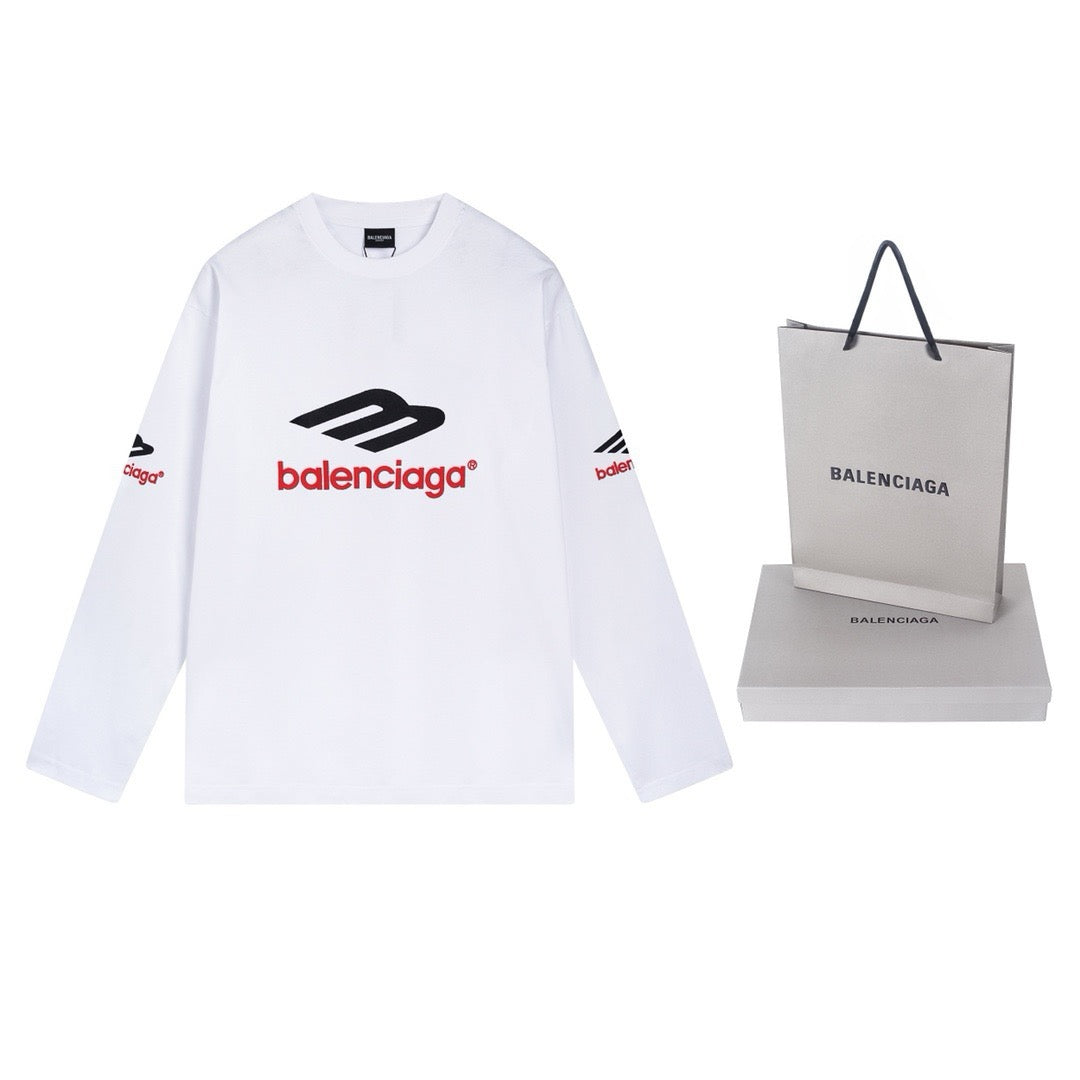 Schwarzes Langarmshirt mit Sportlogo aus Baumwolle – Herren