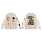 Creme-Woll-Patch-Varsity-Jacke – Herren