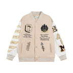 Creme-Woll-Patch-Varsity-Jacke – Herren