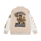 Creme-Woll-Patch-Varsity-Jacke – Herren