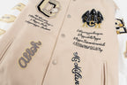 Creme-Woll-Patch-Varsity-Jacke – Herren