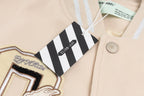 Creme-Woll-Patch-Varsity-Jacke – Herren