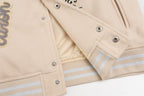 Creme-Woll-Patch-Varsity-Jacke – Herren